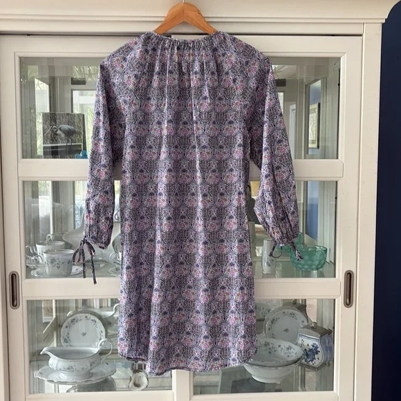 J Crew and Liberty Fabric Tie Sleeve Button Front Organic Cotton Dress Size XXS - Picture 8 of 11